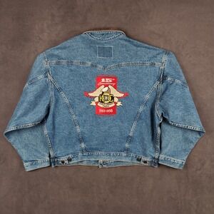 iD Wear Harley Owners Group Jacket Mens XL Blue Denim 15th Anniversary 1983-1998